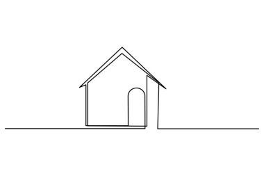 Ev sürekli bir çizgi çizimi ve minimalist stil ev çizgisi vektör simgesini izole eder