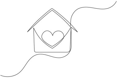 Ev sürekli bir çizgi çizimi ve minimalist stil ev çizgisi vektör simgesini izole eder