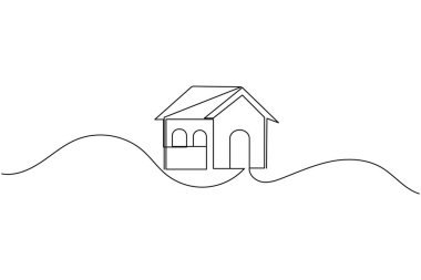 Ev sürekli bir çizgi çizimi ve minimalist stil ev çizgisi vektör simgesini izole eder
