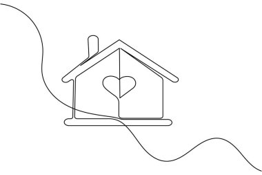 Ev sürekli bir çizgi çizimi ve minimalist stil ev çizgisi vektör simgesini izole eder