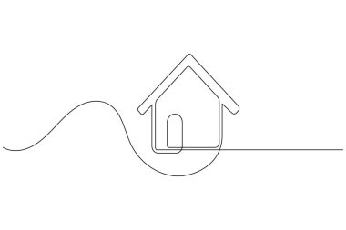 Ev sürekli bir çizgi çizimi ve minimalist stil ev çizgisi vektör simgesini izole eder