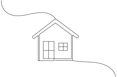 Ev sürekli bir çizgi çizimi ve minimalist stil ev çizgisi vektör simgesini izole eder