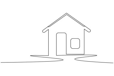 Ev sürekli bir çizgi çizimi ve minimalist stil ev çizgisi vektör simgesini izole eder