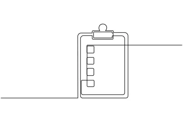 Kontrol listesi olan pano sürekli tek satır çizimi ve minimalist stil dış hat vektör simgesini izole et