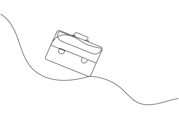 Evrak çantası sürekli bir çizgi çizimi ve minimalist biçim dış hat vektör simgesini izole et