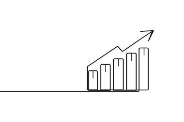 İş büyümesi çubuğu grafiği sürekli bir çizgi çizimi ve özet iş simgesini izole et
