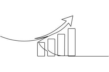 İş büyümesi çubuğu grafiği sürekli bir çizgi çizimi ve özet iş simgesini izole et
