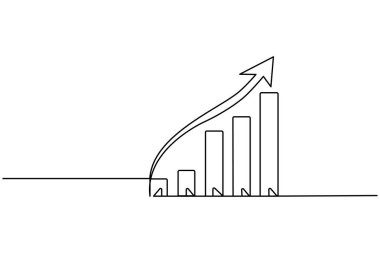 İş büyümesi çubuğu grafiği sürekli bir çizgi çizimi ve özet iş simgesini izole et