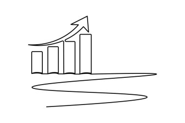 İş büyümesi çubuğu grafiği sürekli bir çizgi çizimi ve özet iş simgesini izole et