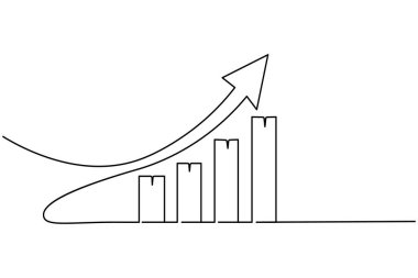 İş büyümesi çubuğu grafiği sürekli bir çizgi çizimi ve özet iş simgesini izole et