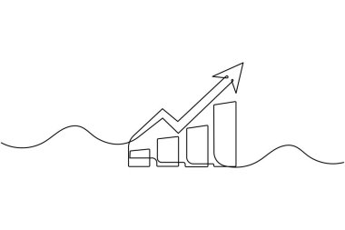 İş büyümesi çubuğu grafiği sürekli bir çizgi çizimi ve özet iş simgesini izole et