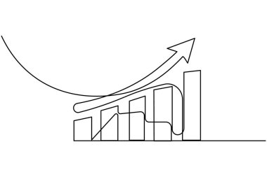 İş büyümesi çubuğu grafiği sürekli bir çizgi çizimi ve özet iş simgesini izole et