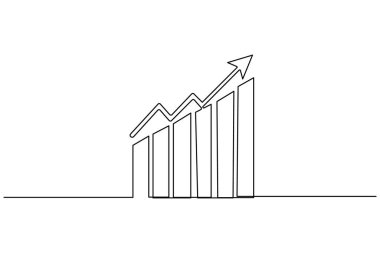 İş büyümesi çubuğu grafiği sürekli bir çizgi çizimi ve özet iş simgesini izole et