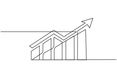 İş büyümesi çubuğu grafiği sürekli bir çizgi çizimi ve özet iş simgesini izole et