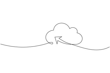 Bulut depolama aralıksız bir çizgi çizimi ve minimalist stil dış hat vektör simgesini izole et