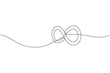 Sonsuzluk sembolü sürekli bir çizgi çizimi ve minimalist stil dış hat vektör simgesini izole eder
