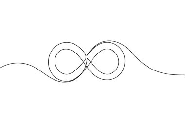 Sonsuzluk sembolü sürekli bir çizgi çizimi ve minimalist stil dış hat vektör simgesini izole eder