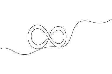 Sonsuzluk sembolü sürekli bir çizgi çizimi ve minimalist stil dış hat vektör simgesini izole eder