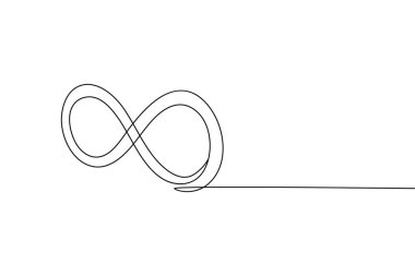Sonsuzluk sembolü sürekli bir çizgi çizimi ve minimalist stil dış hat vektör simgesini izole eder