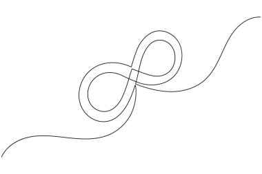Sonsuzluk sembolü sürekli bir çizgi çizimi ve minimalist stil dış hat vektör simgesini izole eder