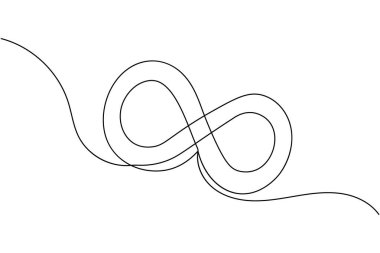 Sonsuzluk sembolü sürekli bir çizgi çizimi ve minimalist stil dış hat vektör simgesini izole eder