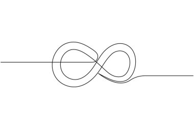 Sonsuzluk sembolü sürekli bir çizgi çizimi ve minimalist stil dış hat vektör simgesini izole eder