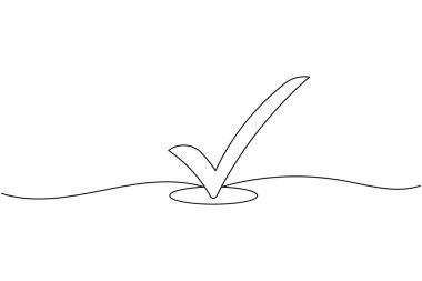 İşaretleme simgesi sürekli bir çizgi çizimi ve minimalist biçim dış hat vektörünü izole et