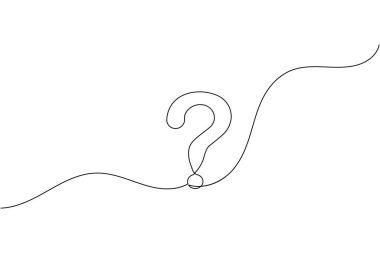 Soru işareti simgesi sürekli bir çizgi çizimi ve minimalist biçim dış hat vektörünü izole et