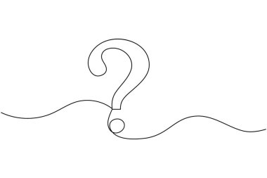 Soru işareti simgesi sürekli bir çizgi çizimi ve minimalist biçim dış hat vektörünü izole et