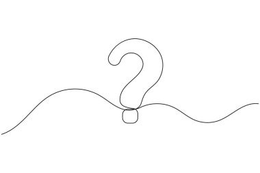 Soru işareti simgesi sürekli bir çizgi çizimi ve minimalist biçim dış hat vektörünü izole et