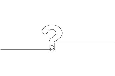 Soru işareti simgesi sürekli bir çizgi çizimi ve minimalist biçim dış hat vektörünü izole et