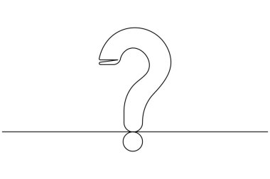 Soru işareti simgesi sürekli bir çizgi çizimi ve minimalist biçim dış hat vektörünü izole et