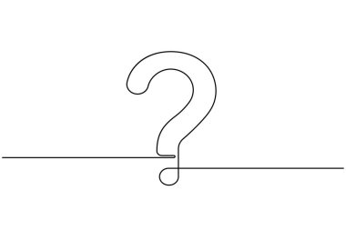 Soru işareti simgesi sürekli bir çizgi çizimi ve minimalist biçim dış hat vektörünü izole et