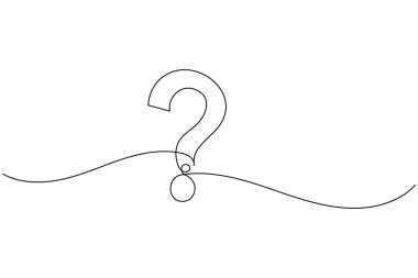 Soru işareti simgesi sürekli bir çizgi çizimi ve minimalist biçim dış hat vektörünü izole et
