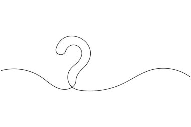 Soru işareti simgesi sürekli bir çizgi çizimi ve minimalist biçim dış hat vektörünü izole et