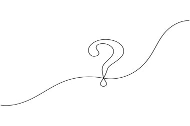 Soru işareti simgesi sürekli bir çizgi çizimi ve minimalist biçim dış hat vektörünü izole et