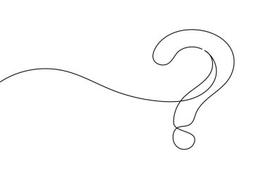 Soru işareti simgesi sürekli bir çizgi çizimi ve minimalist biçim dış hat vektörünü izole et