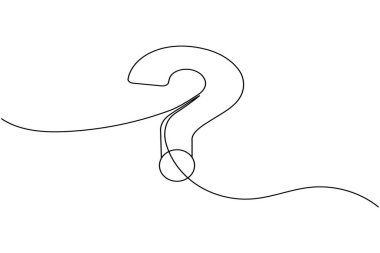 Soru işareti simgesi sürekli bir çizgi çizimi ve minimalist biçim dış hat vektörünü izole et