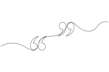 Tırnak işareti sürekli bir çizgi çizimi ve minimalist stil ana çizim çizimi izole