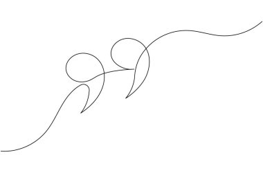 Tırnak işareti sürekli bir çizgi çizimi ve minimalist stil ana çizim çizimi izole