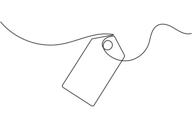 Fiyat etiketi sürekli bir çizgi çizimi ve minimalist stil özgün vektörü izole eder