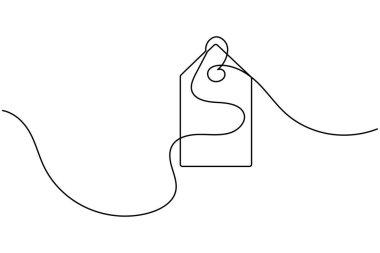 Fiyat etiketi sürekli bir çizgi çizimi ve minimalist stil özgün vektörü izole eder