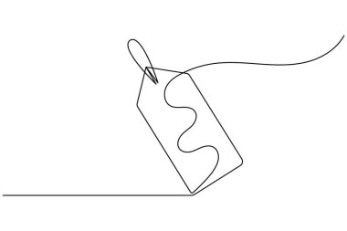 Fiyat etiketi sürekli bir çizgi çizimi ve minimalist stil özgün vektörü izole eder