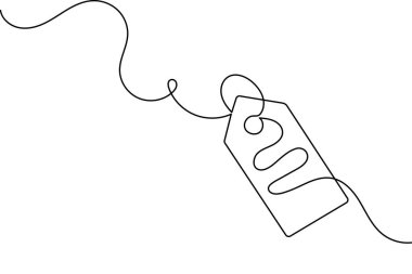 Fiyat etiketi sürekli bir çizgi çizimi ve minimalist stil özgün vektörü izole eder