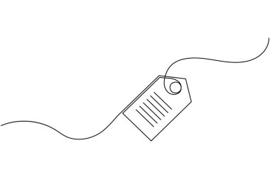 Fiyat etiketi sürekli bir çizgi çizimi ve minimalist stil özgün vektörü izole eder