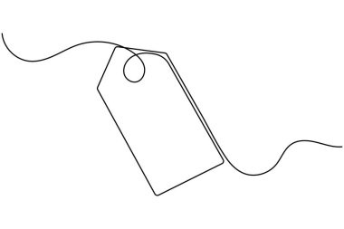 Fiyat etiketi sürekli bir çizgi çizimi ve minimalist stil özgün vektörü izole eder