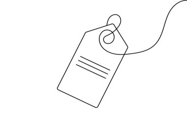 Fiyat etiketi sürekli bir çizgi çizimi ve minimalist stil özgün vektörü izole eder