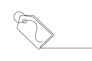 Fiyat etiketi sürekli bir çizgi çizimi ve minimalist stil özgün vektörü izole eder