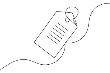 Fiyat etiketi sürekli bir çizgi çizimi ve minimalist stil özgün vektörü izole eder