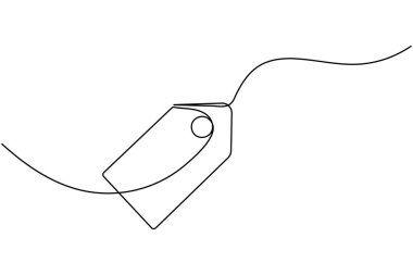 Fiyat etiketi sürekli bir çizgi çizimi ve minimalist stil özgün vektörü izole eder